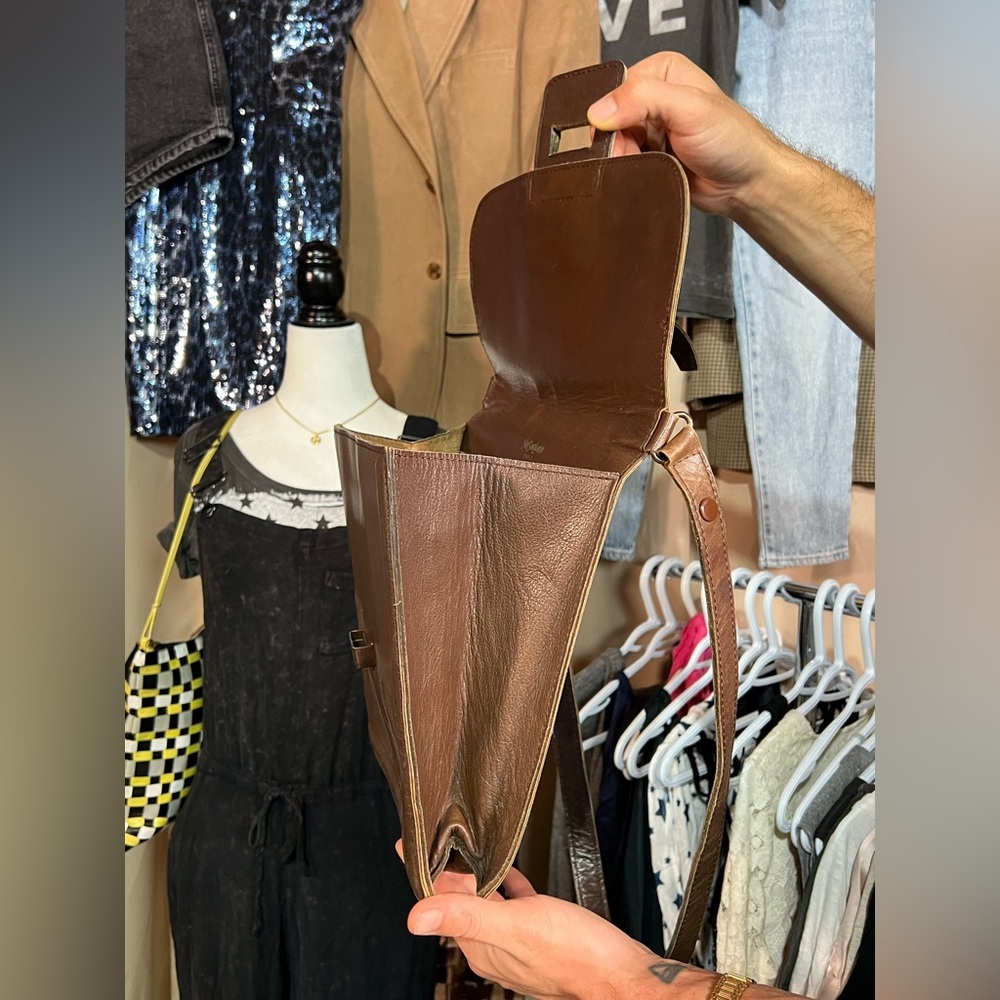 Vintage Rare Yves Saint Laurent Neutral Brown Leather Western Style Unisex Bag - Picture 15 of 16